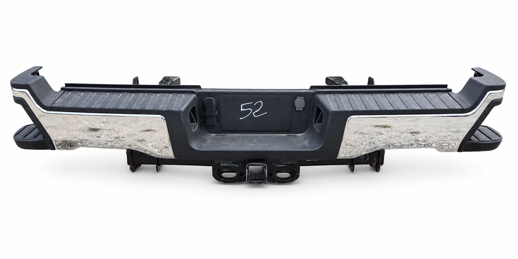 2023 Ford F-350 Chrome Rear Step Bumper with Hitch Receiver & Mounting Brackets
